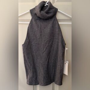 NWT Good American Sweater Knit Turtleneck Tank in Gray, Size 2 (Medium)
